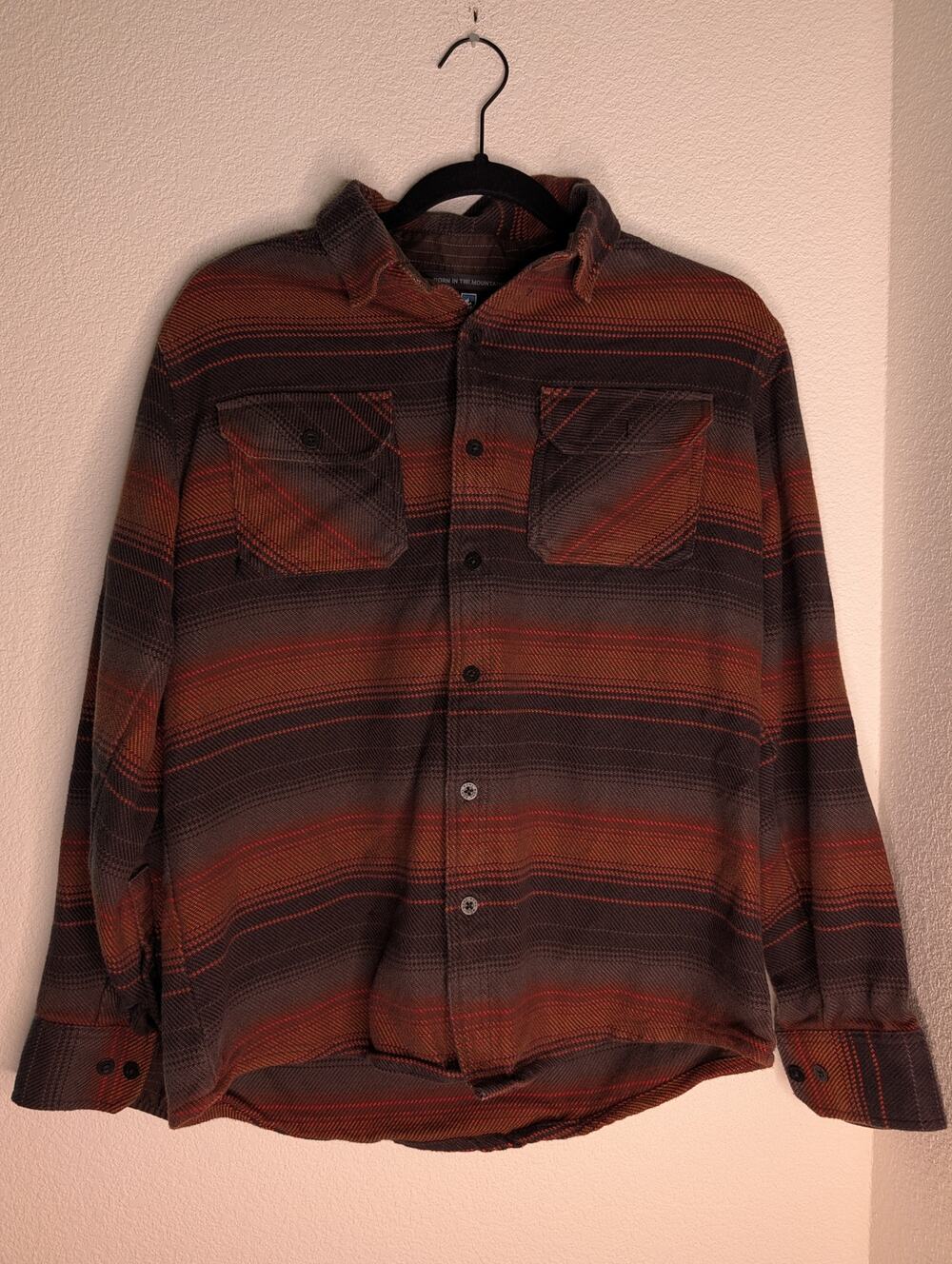 Kuhl Men's Thick Red Orange Plaid Flannel Button-Down S Gorpcore Activewear Hike